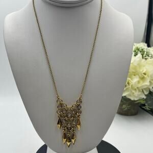 J. Crew Gold‎ Tone Linked Chain Crystal and Shiny Spear Dangle Pendant Necklace